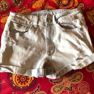 Light wash jean shorts